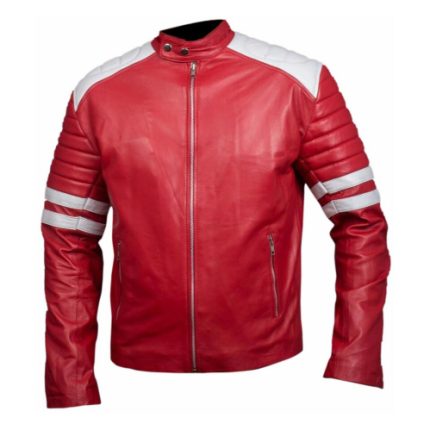 Leather Jacket Red & White Color ZILG-131
